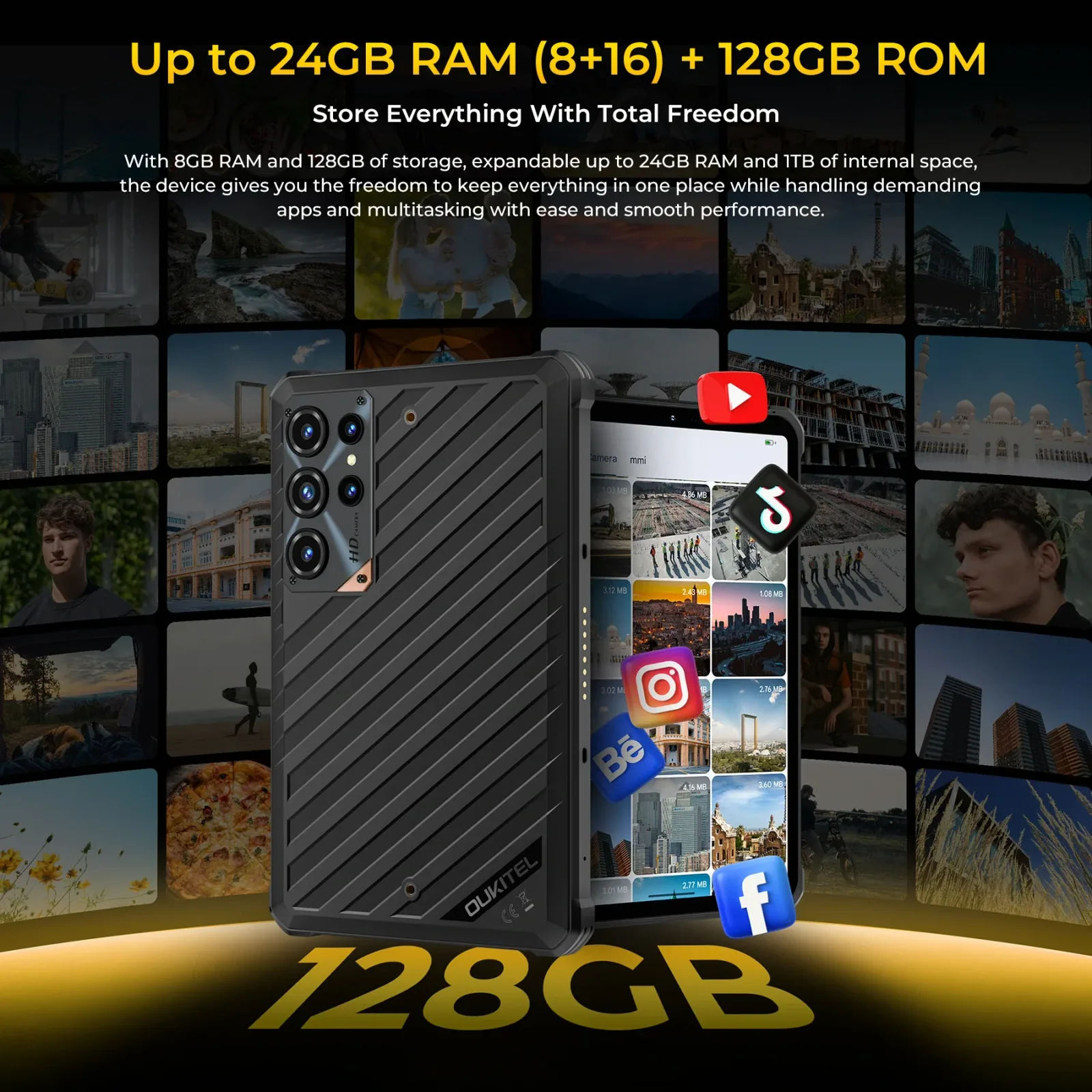 OUKITEL RT11 5G Rugged Tablet 8" Display 10000mAh Battery 16MP AI Camera Android 16(8GB+128GB)