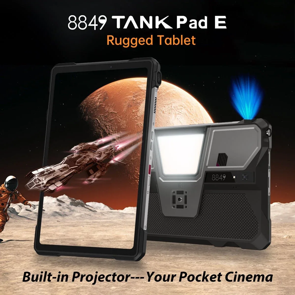 TANK Pad E - 4G Rugged Tablet with 100lm Projector, 21,000mAh Battery, 50MP Camera, Unlocked