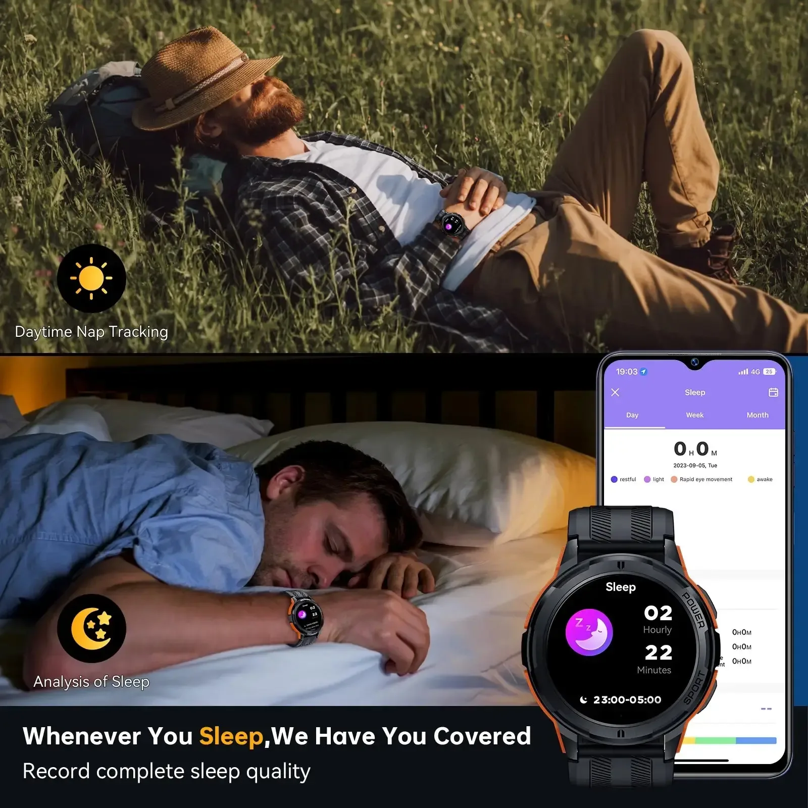 OUKITEL BT10 410mAh Battery Capacity 5ATM Waterproof Rugged Outdoor Watch