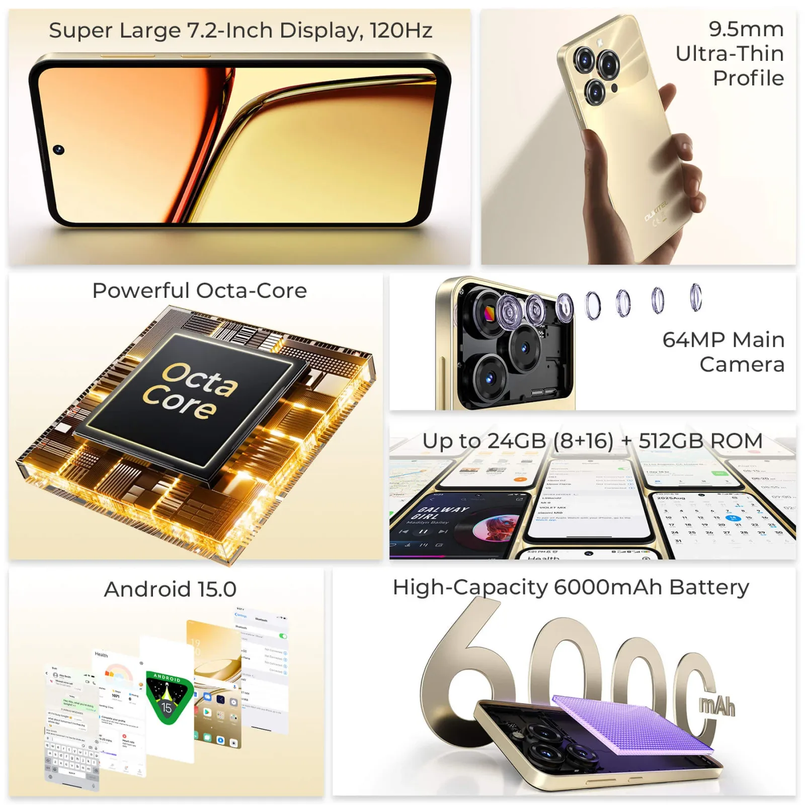 Oukitel C69 7.2-inch 6000mAh Battery 9.5mm Ultra-thin Body Smartphone(8GB+512GB)
