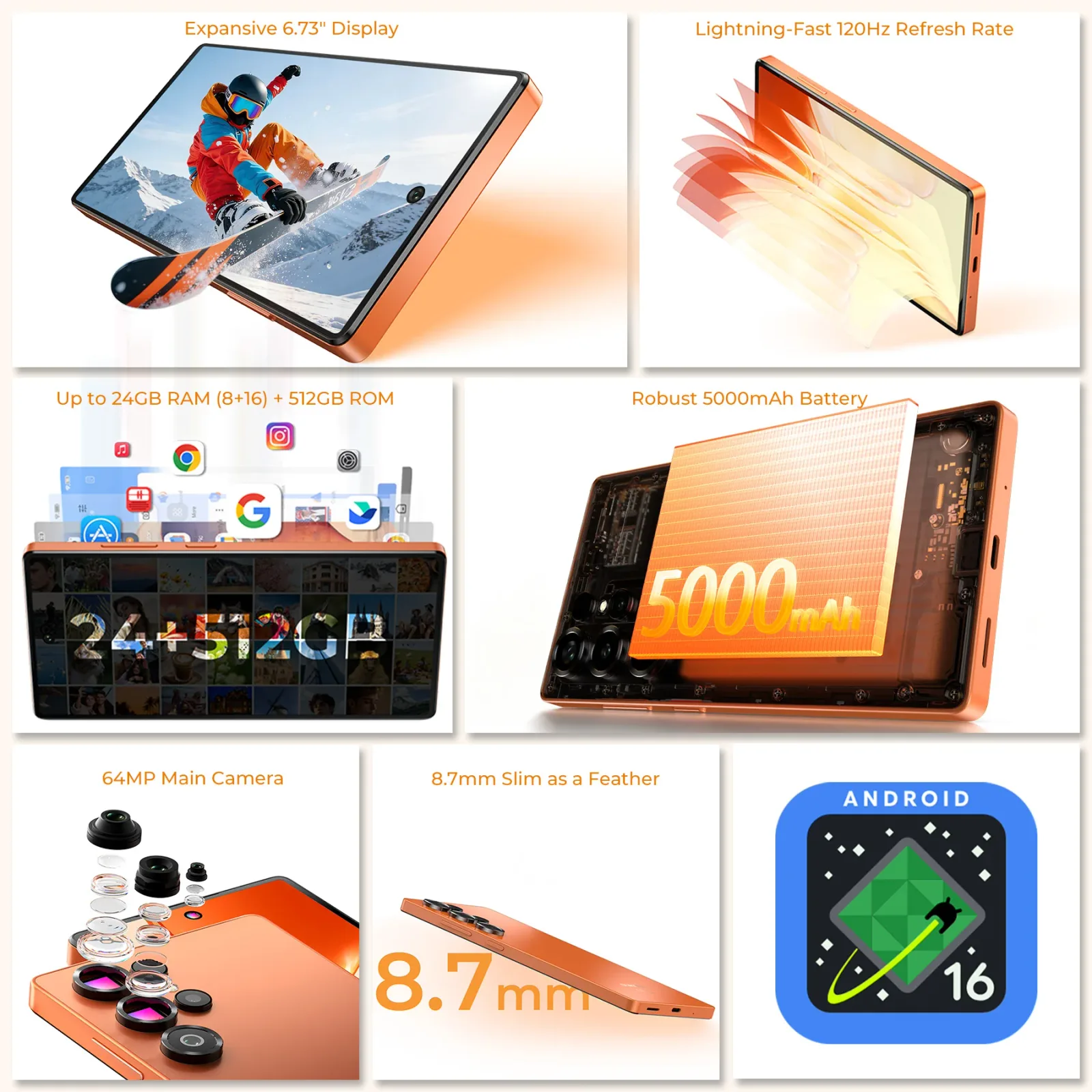 OUKITEL C66 6.73-inch 5000mAh Battery 8.7mm Ultra-thin Android 16 Smartphone(8GB+512GB)