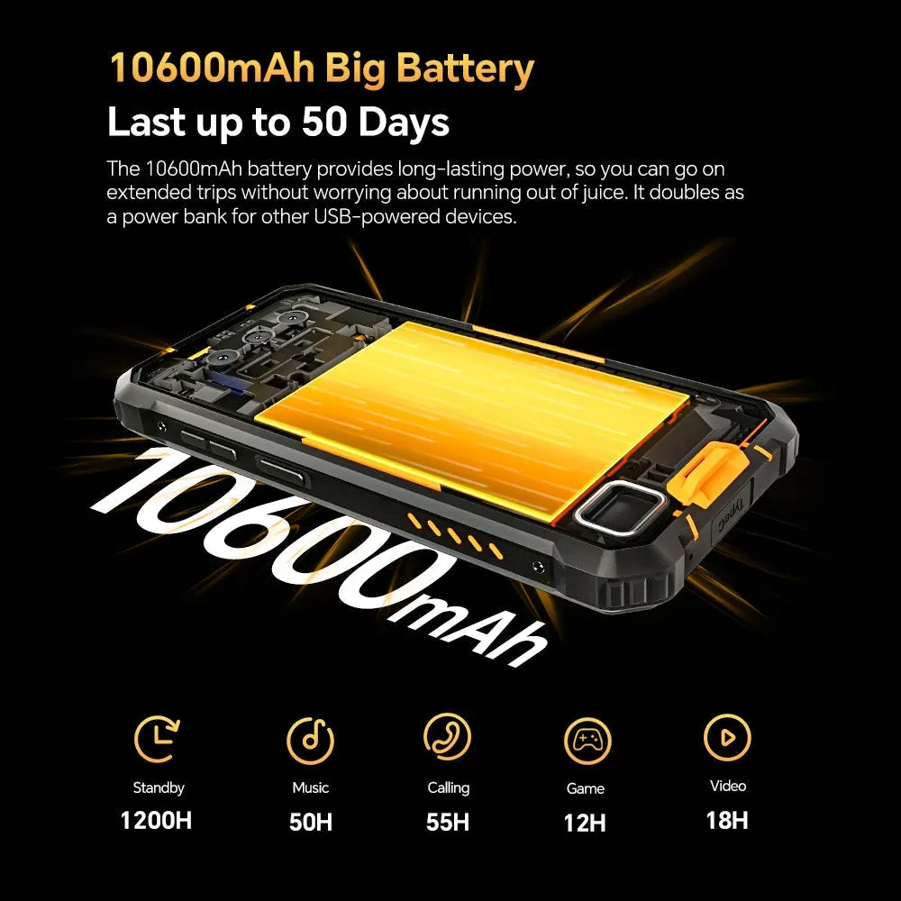 Oukitel WP23PLUS 4G Rugged Phone 6.52-inch 10600mAh Big Battery 13MP Camera Android 13(8GB+256GB NFC)