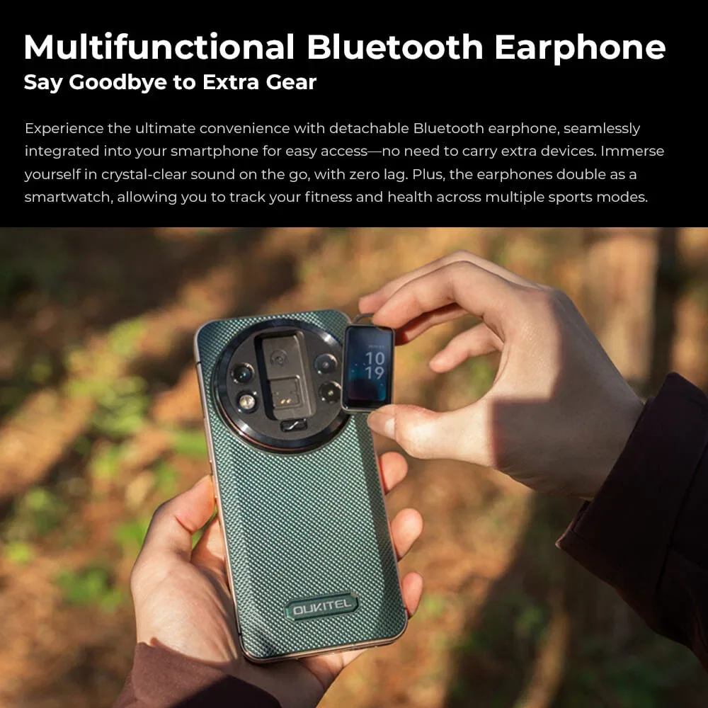 Oukitel WP200 Pro - World's First Modular Rugged Phone with a Detachable Earphone/SmartWatch, AI-enabled, 5G, 6.7'' AMOLED Display, 8800 mAh, Android 15 (24GB+ITB NFC)