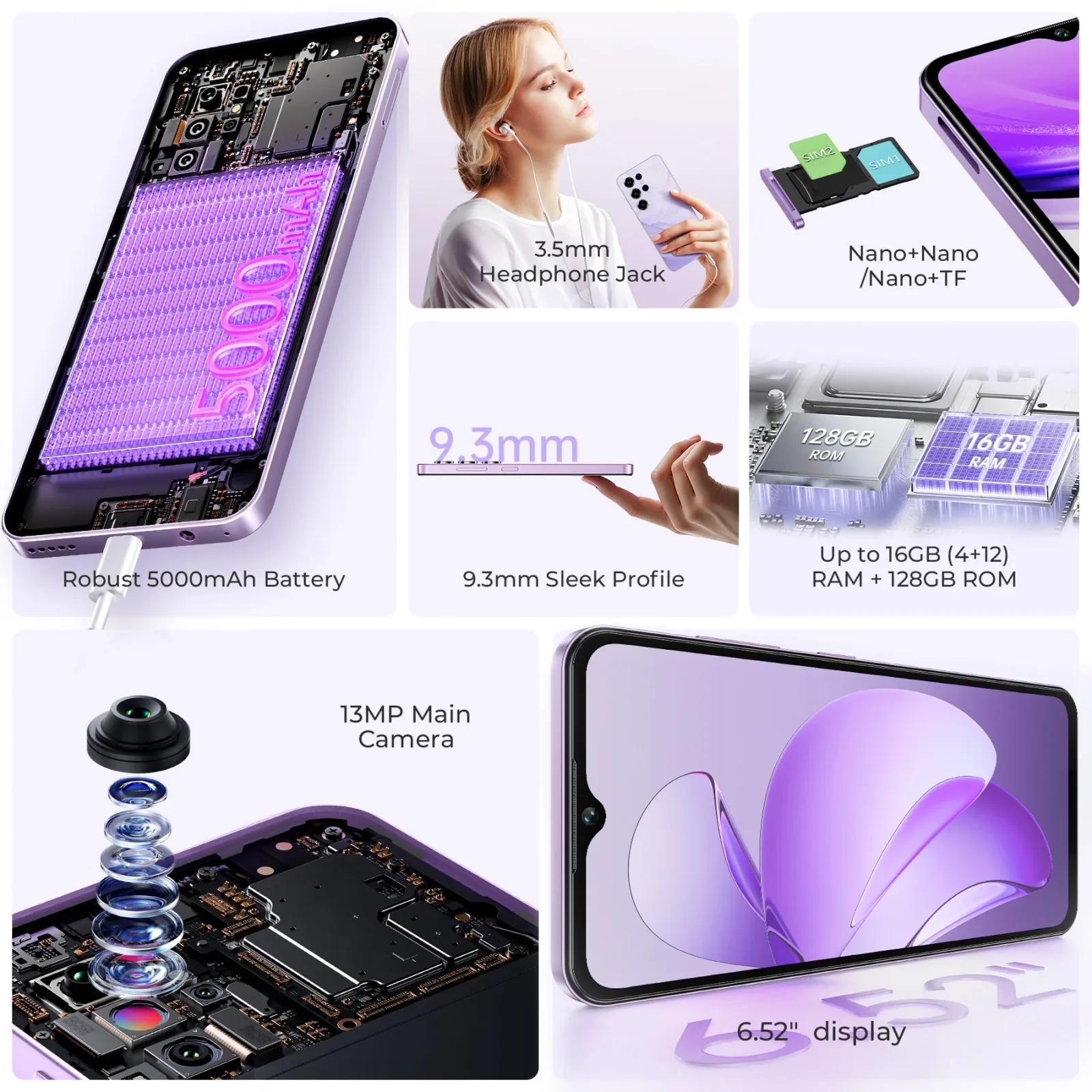 OUKITEL C2-EV 6.52-inch 5000mAh Battery 9.3mm Ultra-thin Body Smartphone(4GB+128GB)