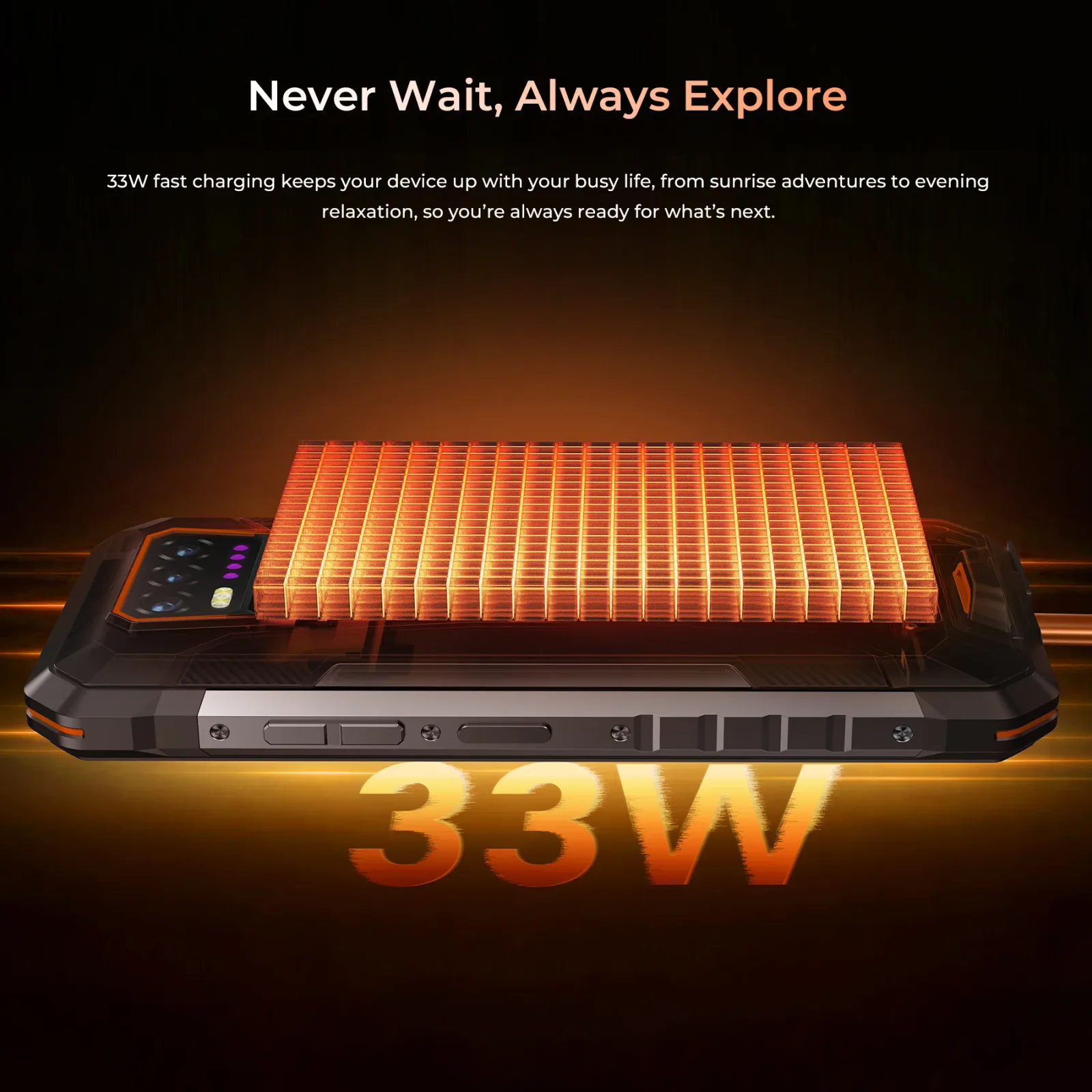 OUKITEL WP58 Pro 5G Rugged Phone 6.7-inch 10,000mAh Battery 64MP Camera Camping Light Android 15(8GB+512GB NFC)