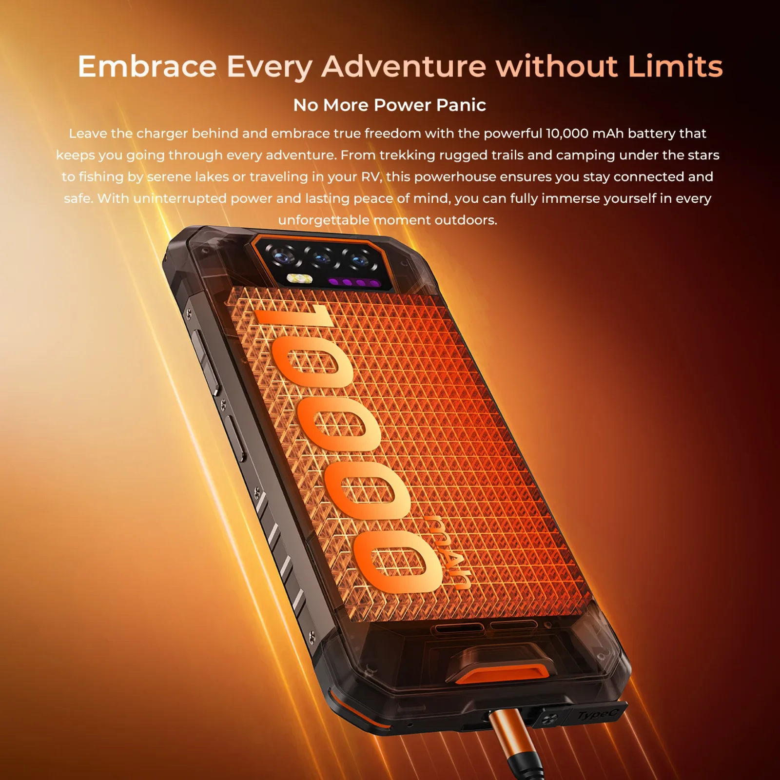 OUKITEL WP58 Pro 5G Rugged Phone 6.7-inch 10,000mAh Battery 64MP Camera Camping Light Android 15(8GB+512GB NFC)