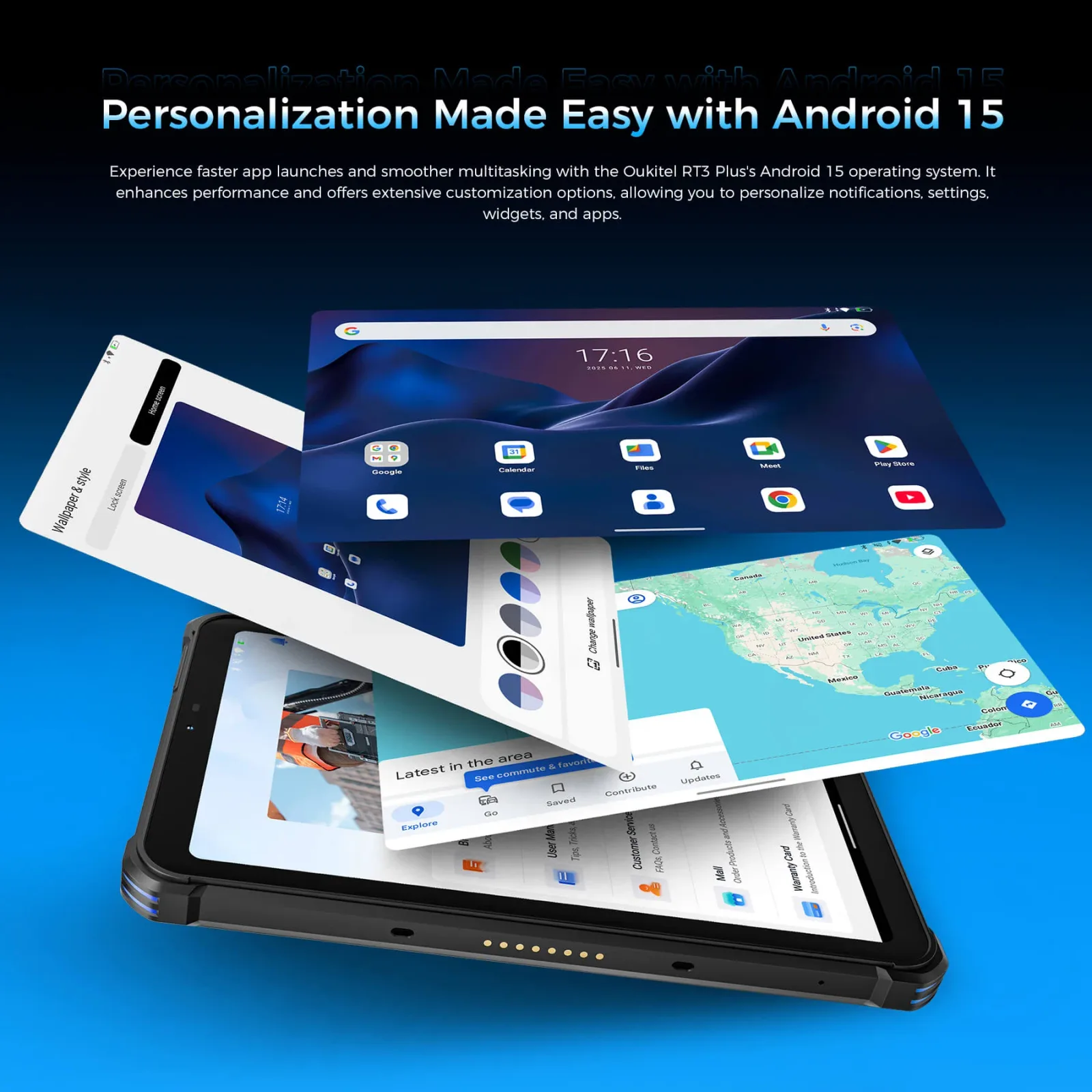 Oukitel RT3 Plus 4G RuggedTablet 8-inch 11000mAh Big Battery 16MP Camera Android 15 (6GB+128GB NFC)