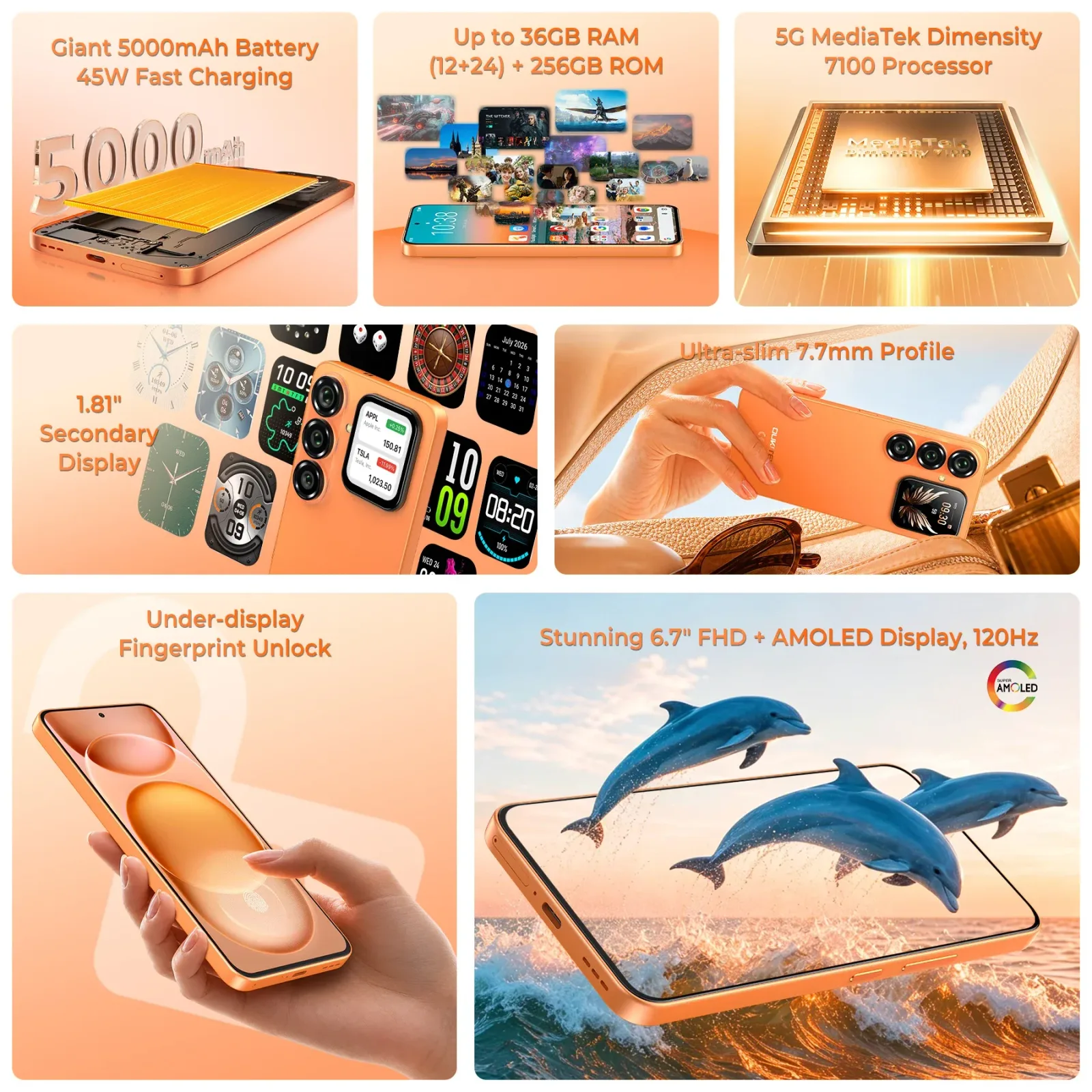 OUKITEL P2 Plus Ultra-Slim Smartphone 7.7mm Body 6.7" FHD Display 5000mAh Battery (12GB+256GB)