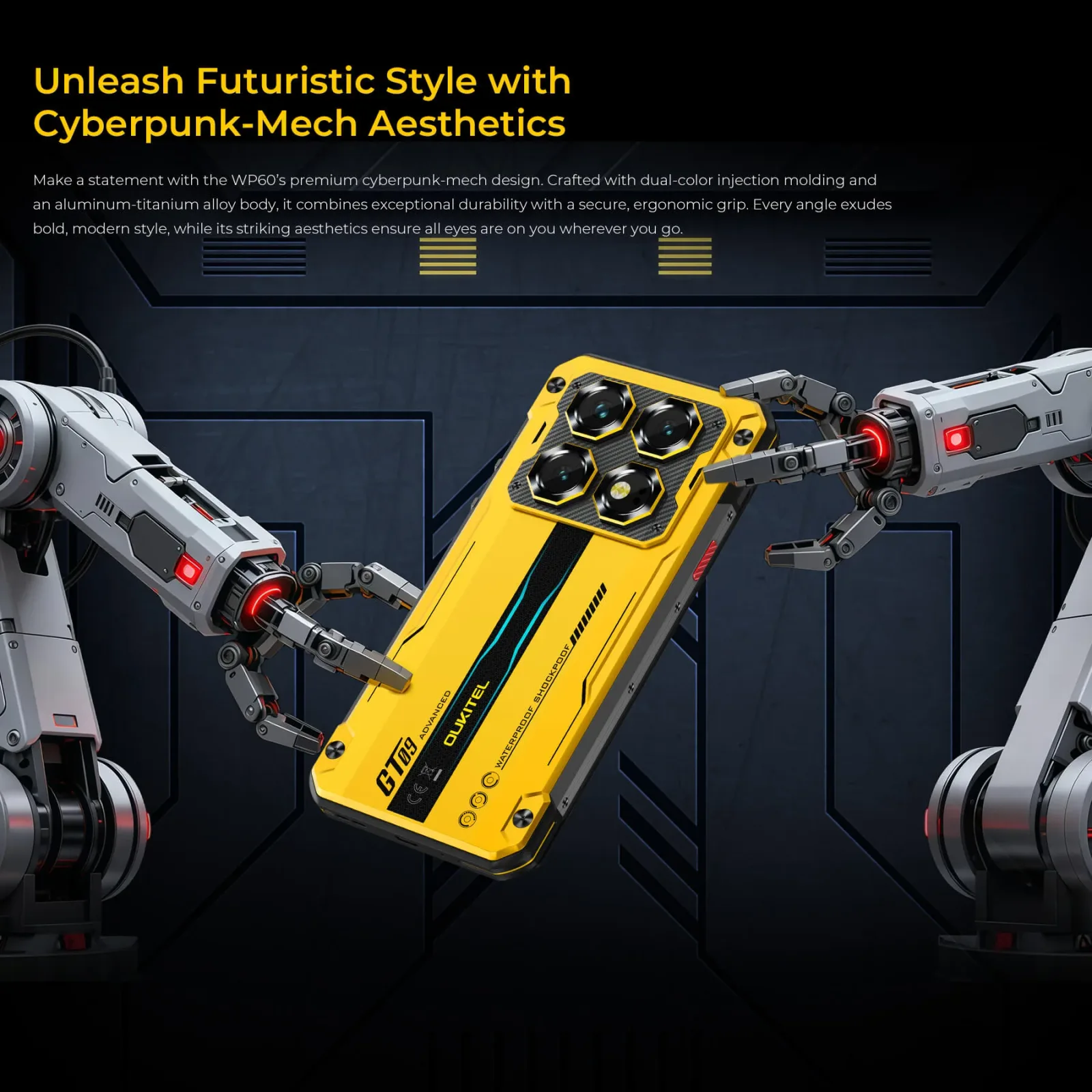 Oukitel WP60 5G Rugged Phone 7.2'' HD+ Display 10,000mAh Big Battery 108MP Camera Android 15(16GB+512GB NFC)