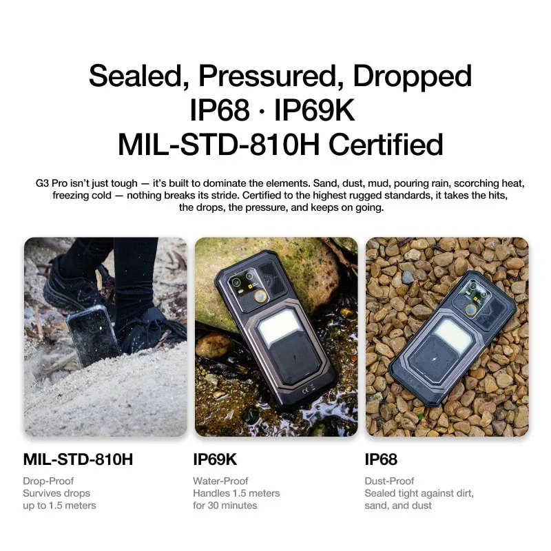 AGM G3 | Rugged Smartphone | 12GB+512GB | 10000mAh Battery | 5W Speaker 116dB  | 50MP Front Camera | 120Hz Display | IP68 IP69K | Wireless Charging
