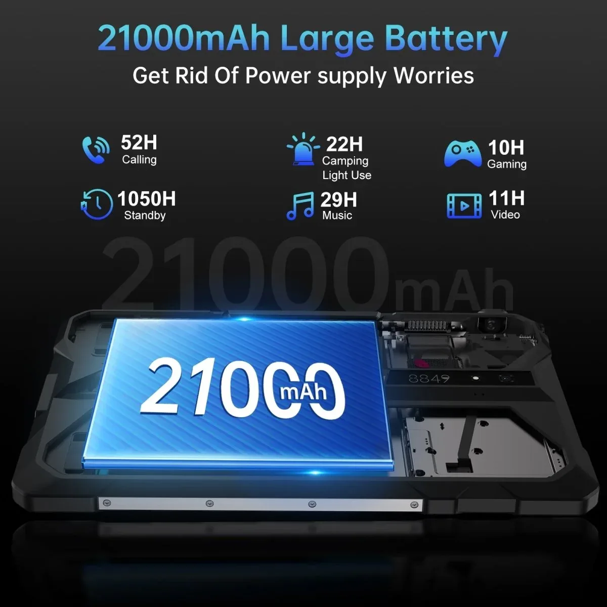 TANK Pad - 5G Rugged Tablet with 100lm DLP Projector & 21,000mAh Battery - Big Screen Anywhere