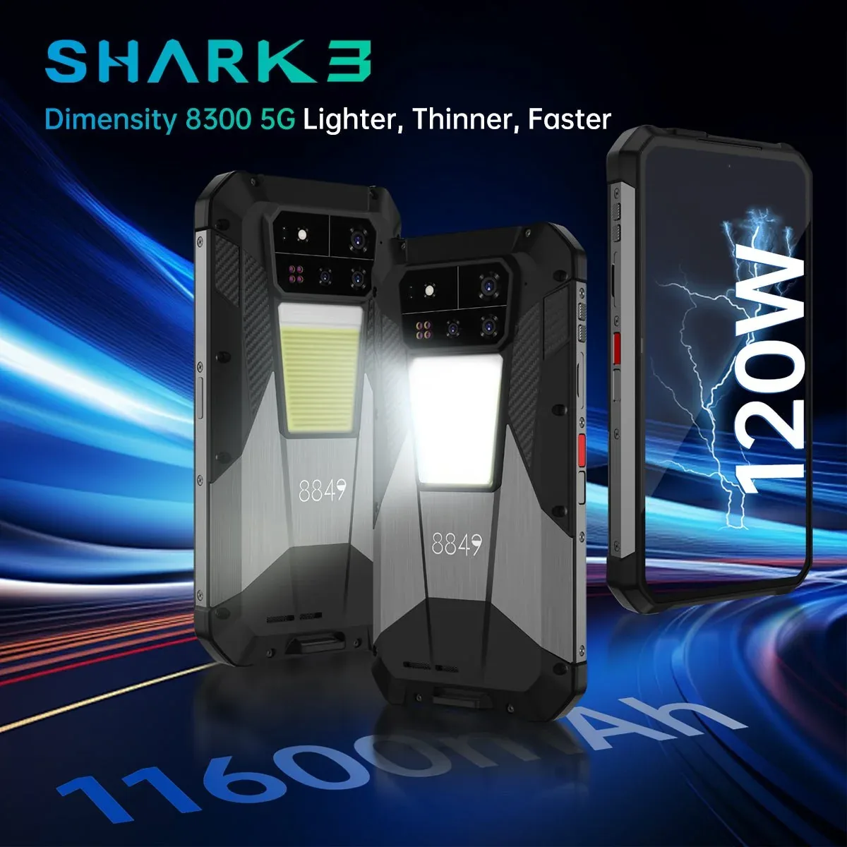 SHARK 3 – 5G Rugged Smartphone with Powerful Dimensity 8300, 3K AMOLED, 64MP Night Vision & 11,600mAh Battery