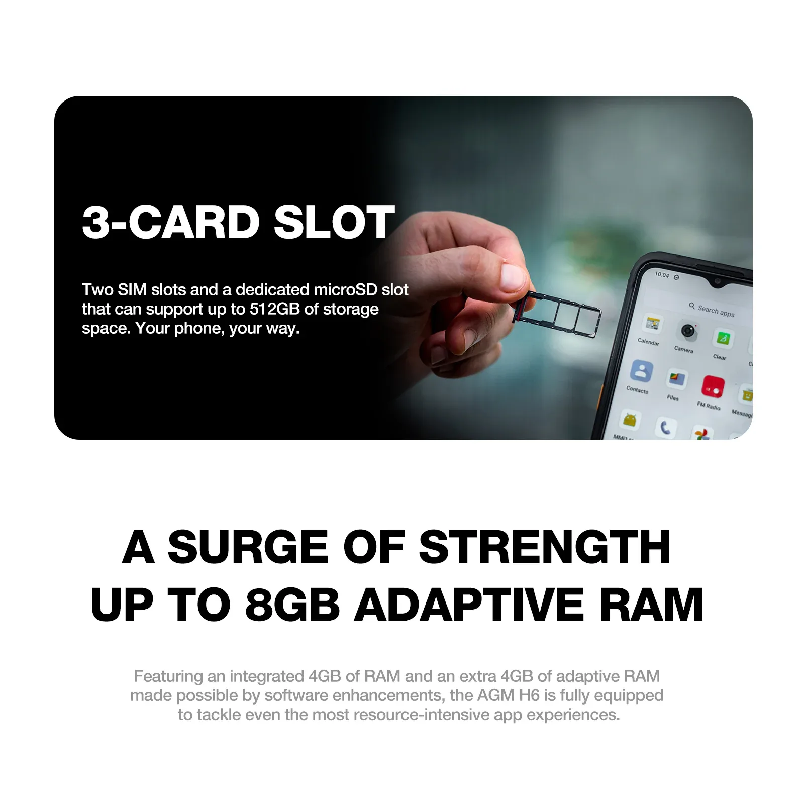 AGM H6 LITE | Ultra-Thin | Rugged | 6.56-inch 90Hz Display | 4GB RAM + 4GB Virtual Expanded RAM + 128GB ROM | Android 13