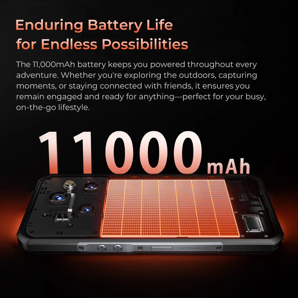 Oukitel WP55 Pro 5G Rugged Phone 6.6'' HD+ Display 11000mAh Big Battery 108MP Camera Android 15(16GB+512GB NFC)