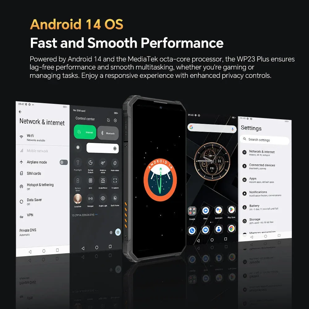 Oukitel WP23PLUS 4G Rugged Phone 6.52-inch 10600mAh Big Battery 13MP Camera Android 13(8GB+256GB NFC)