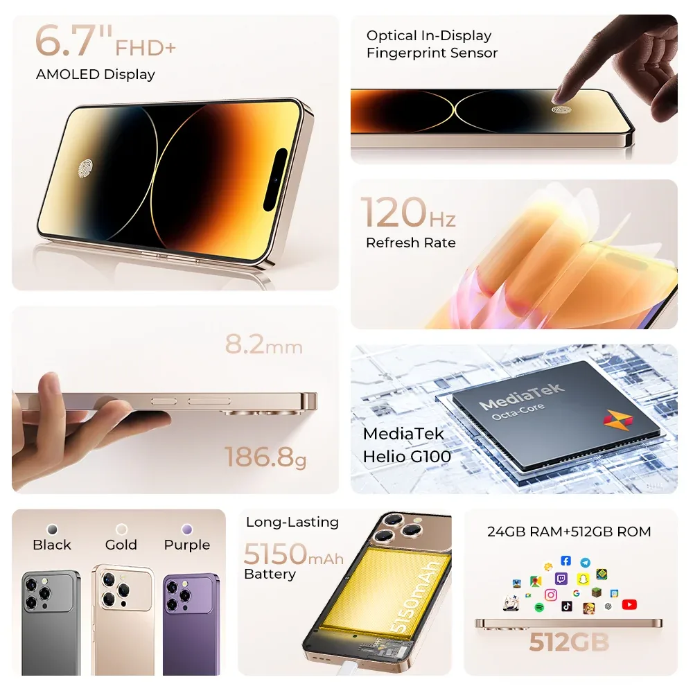 OUKITEL P1 Pro-EV 6.7-inch 5150mAh Battery 8.2mm Ultra-thin Body Smartphone(8GB+512GB)
