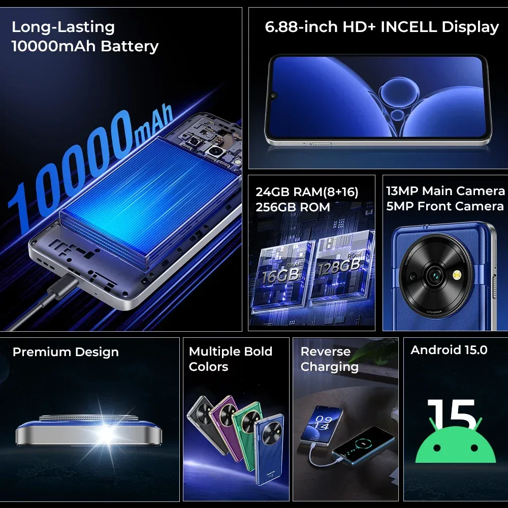 Oukitel C59 Pro 6.88-inch 10000mAh Battery 13.3mm Ultra-thin Body SmartPhone(8GB+256GB)