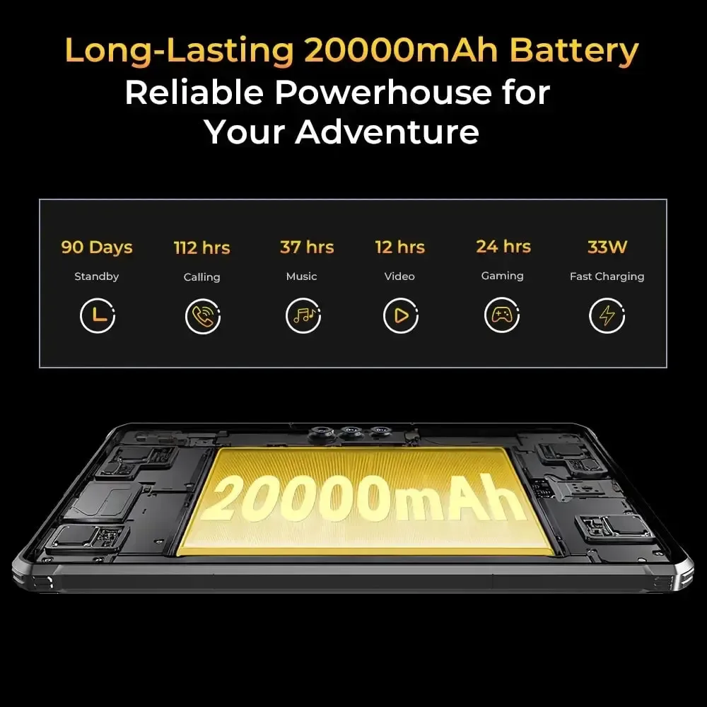 Oukitel RT8 RuggedTablet 11-inch 2K 20000mAh Battery 48MP Camera Android 14(12GB+256GB)