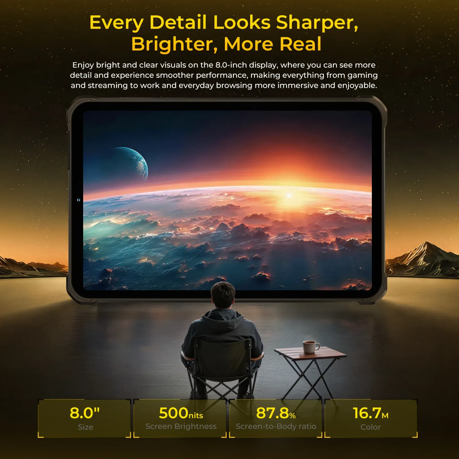 OUKITEL RT11 5G Rugged Tablet 8" Display 10000mAh Battery 16MP AI Camera Android 16(8GB+128GB)