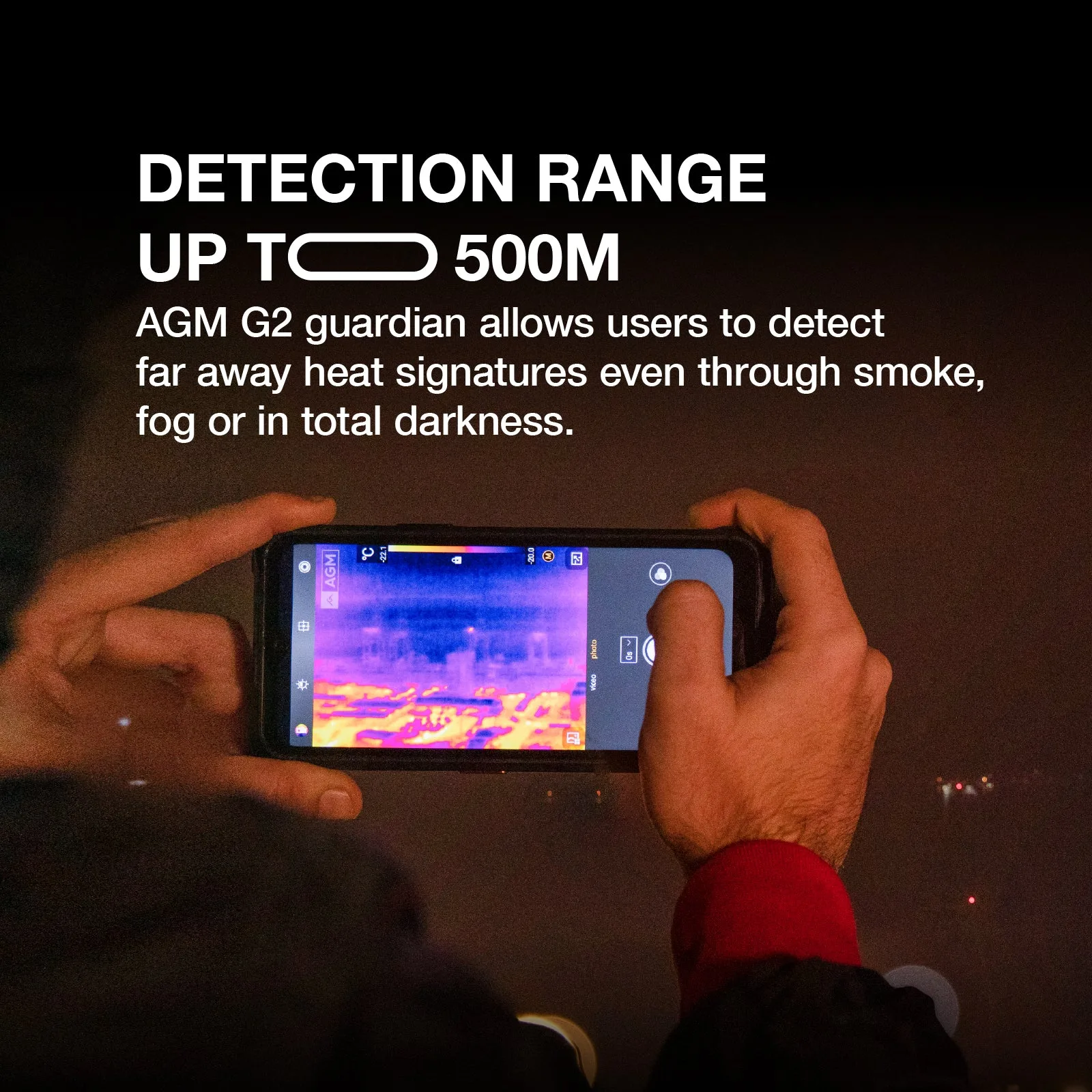 AGM G2 Guardian | Built-in Thermal Monocular Long Detection Range: 500m/yd and 10 mm Thermal Lens | 5G Unlocked Rugged Smartphone | Android 12