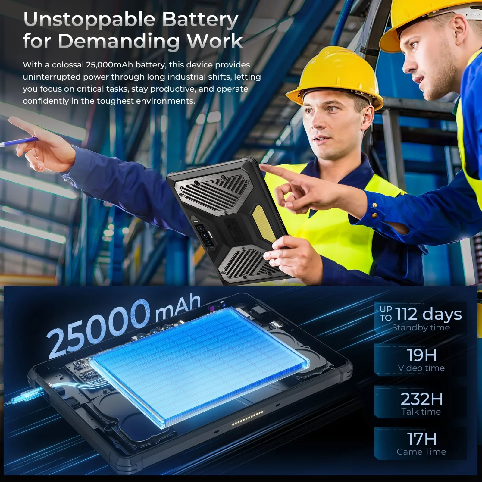 OUKITEL RT10 5G Rugged Tablet 11" Dimensity 7400X 25000mAh Battery 64MP Camera Android 15(12GB+512GB)