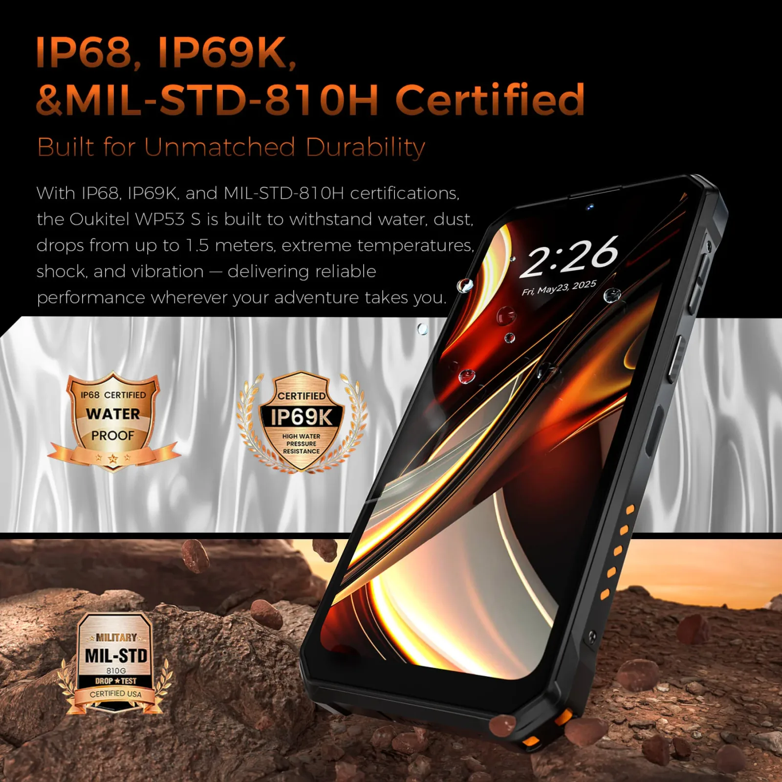 Oukitel WP53 S 4G Rugged Phone 6.52'' FHD+ Display 11000mAh Big Battery 50MP Camera Android 15(4GB+128GB NFC)