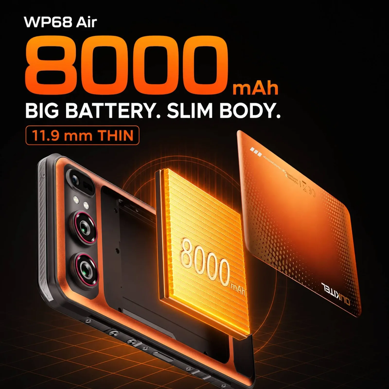 OUKITEL WP68 Air 5G Rugged Phone 6.88'' HD+ Display 8000mAh Battery 64MP Camera Android 16 (12GB+512GB NFC)