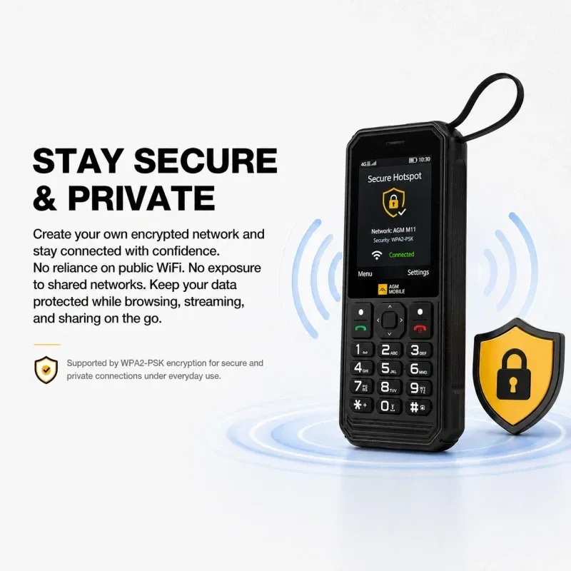AGM M11 | 4G Hotspot Phone｜Portable WiFi Hotspot｜4000mAh Battery｜IP68/IP69K Waterproof｜Wired Reverse Charging｜FM Radio｜3.5mm Jack